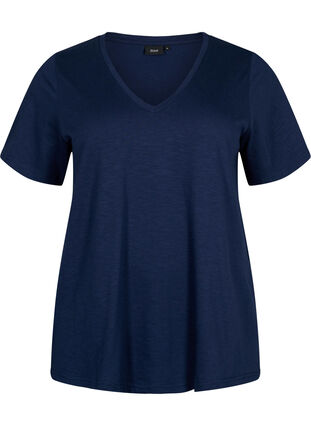 T-shirt basique à manches courtes et col en V, Navy Blazer, Packshot image number 0