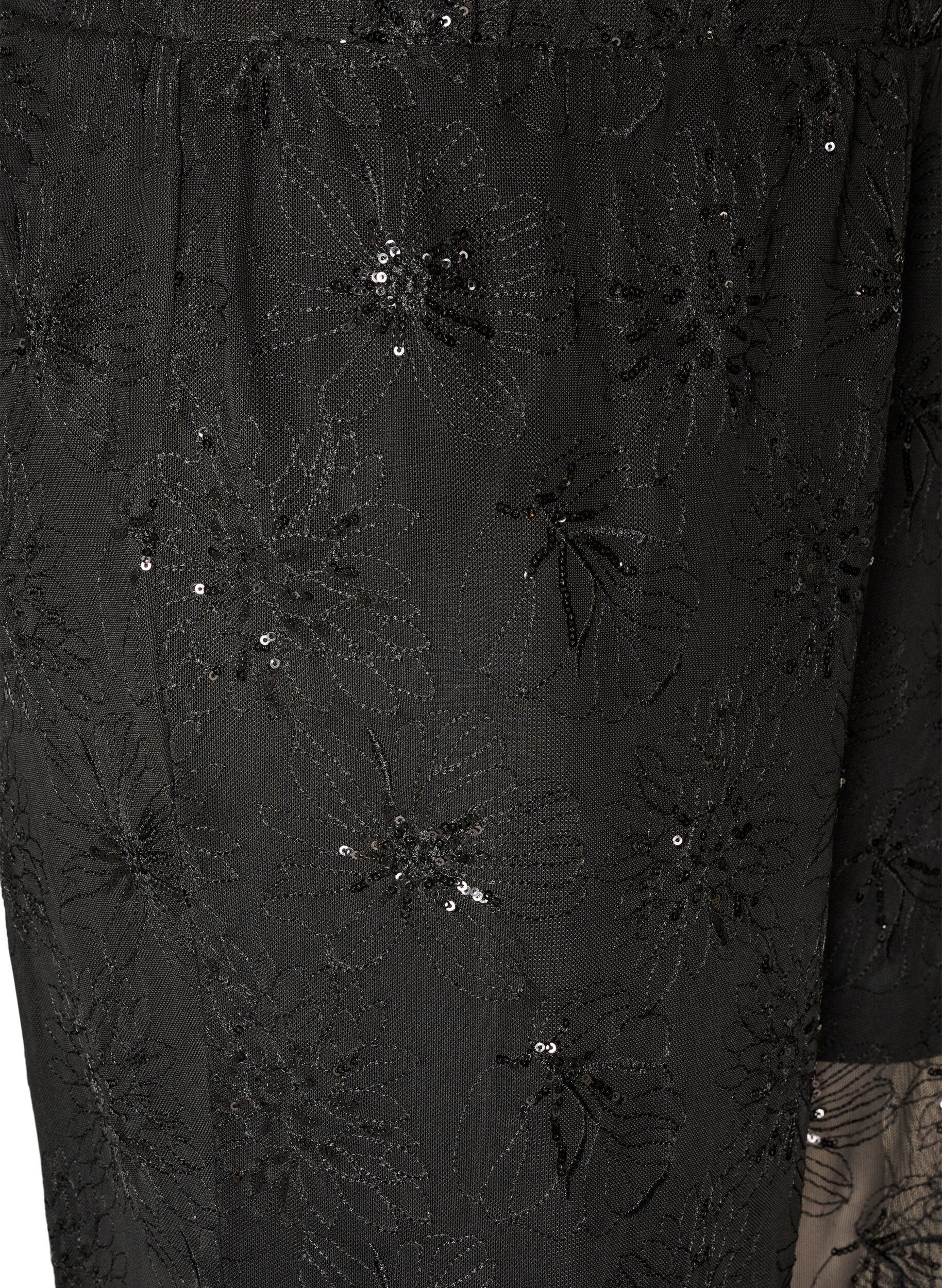 ZizziPantalon en maille avec broderies florales et sequins, Noir, Packshot image number 2