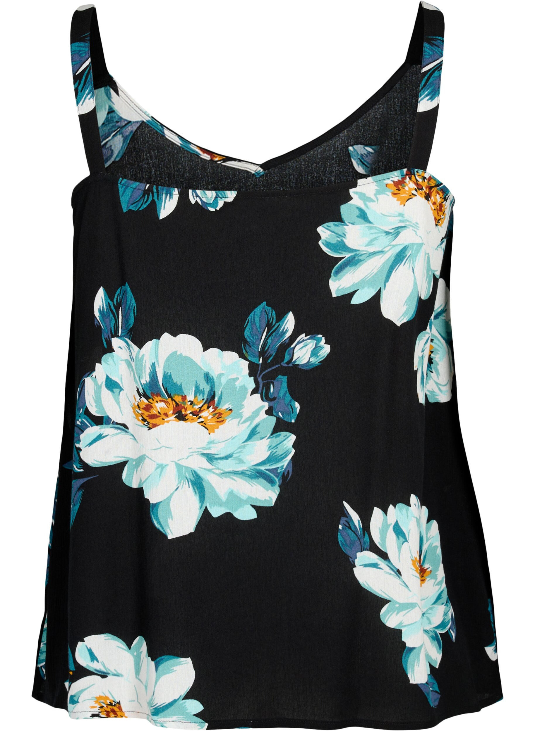 Zizzi Top sans manches en viscose, Black Big Flower, Packshot image number 1