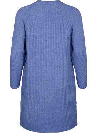Robe en tricot côtelé avec fente, Gray Blue Mel., Packshot image number 1