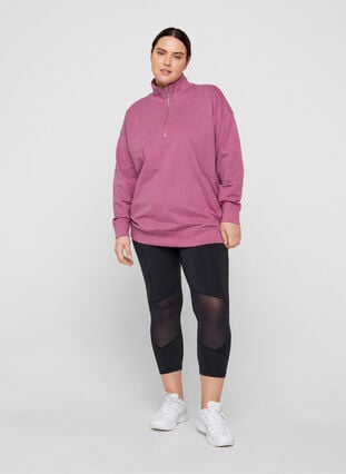 Gemêleerd sweatshirt met ritssluiting, Grape Nectar Melange, Model image number 1