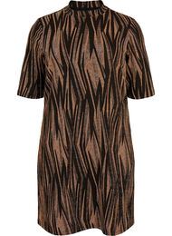 Robe à motifs avec des paillettes et des manches courtes, Black w. Copper, Packshot