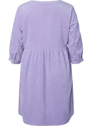 Fluwelen jurk met 3/4-mouwen en knopen, Wisteria, Packshot image number 1