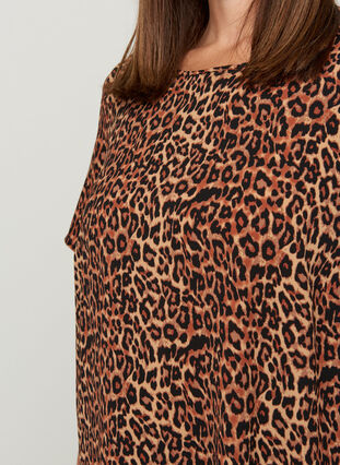 Tunique manches courtes à col rond, Leopard AOP, Model image number 2