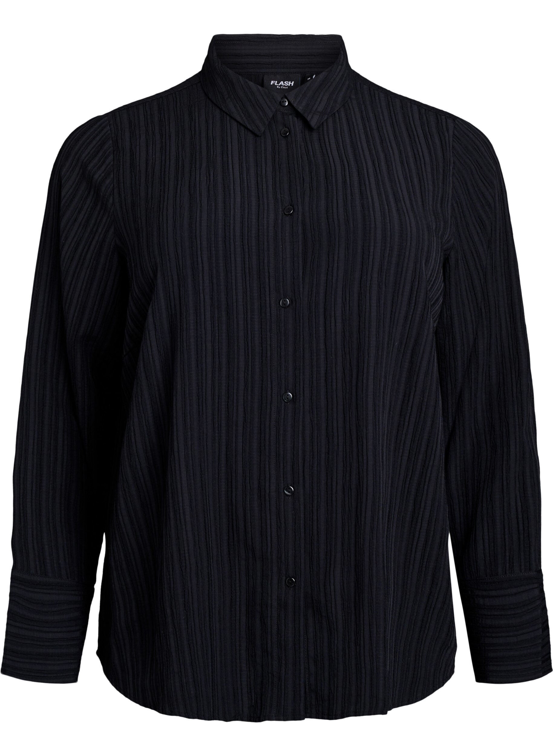 Zizzi FLASH - Chemise textur&eacute;e, Noir, Packshot image number 0