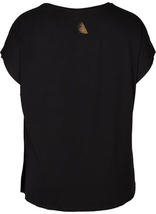 T-shirt de sport avec imprimé sur la poitrine, Black, Packshot image number 1