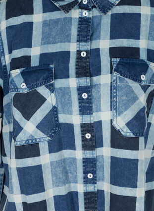 Geruite blouse met borstzakken in katoen, Blue/Black Check, Packshot image number 2