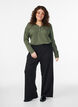 T-shirt met lange mouwen, V-hals en knopen, Groen, Model image number 1