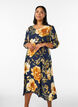 Midi-jurk met bloemenprint en 3/4 mouwen, Blauw, Model image number 0