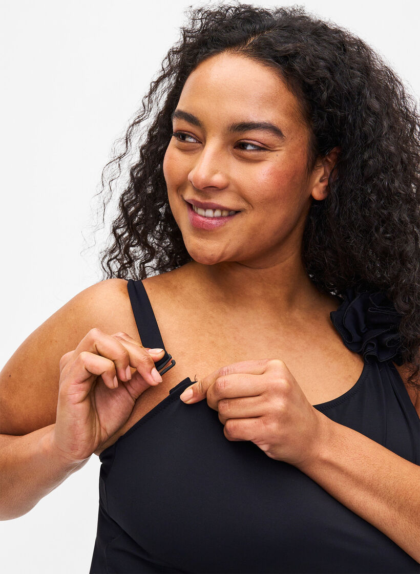 Badpak met asymmetrische halslijn, Black, Model image number 3