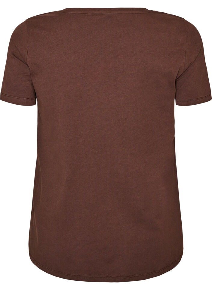 Basic t-shirt in effen kleur met katoen, Bruin, Packshot image number 1