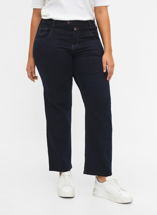 Regular fit Gemma jeans met hoge taille, Blue denim, Model image number 3