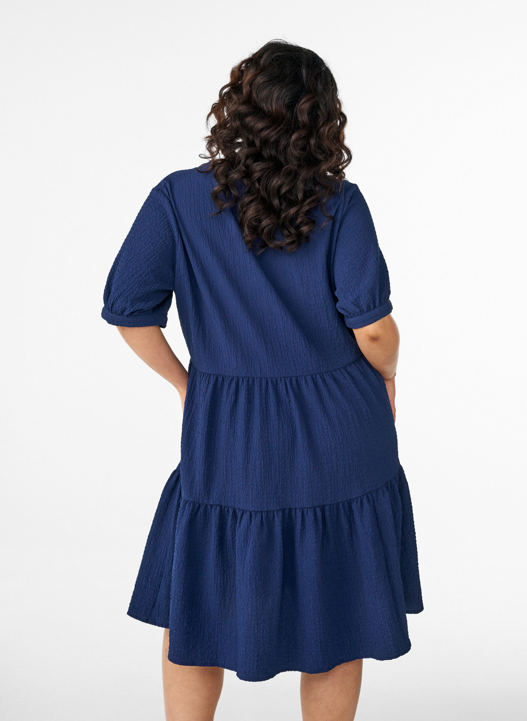 ZizziKorte A-lijn jurk, Blauw, Model image number 2