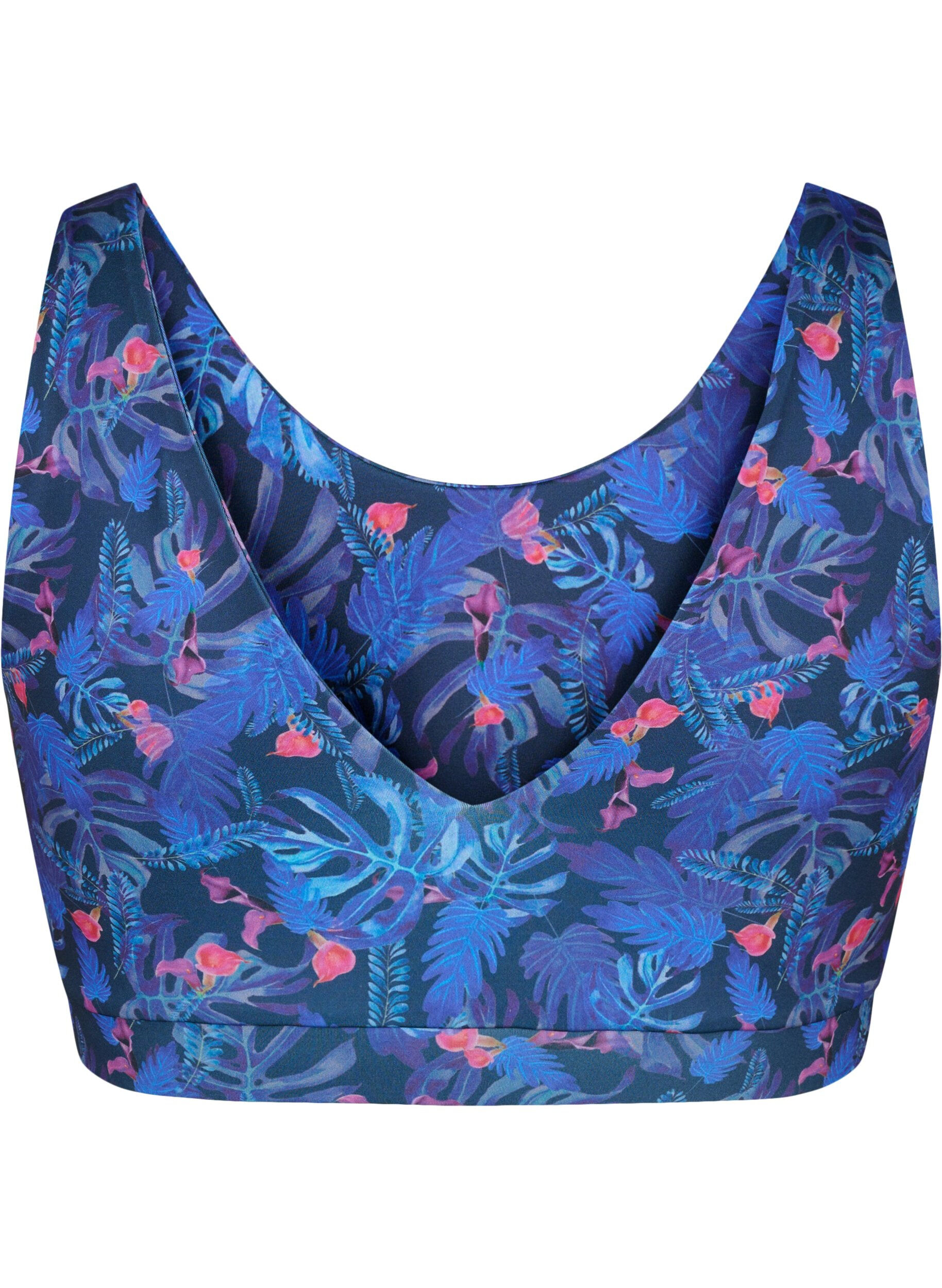 Zizzi Soutien-gorge de sport avec imprim&eacute;, Blue Leaf AOP, Packshot image number 1