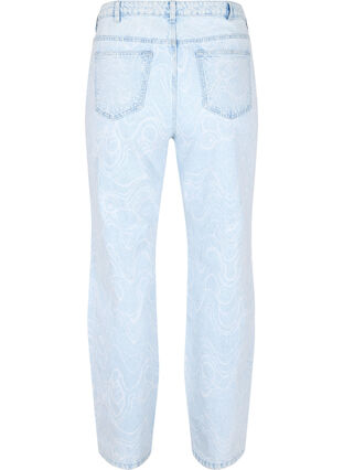 Cropped Mille mom jeans met print, Light blue denim, Packshot image number 1