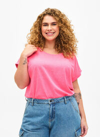 T-shirt en coton néon, Neon pink, Model
