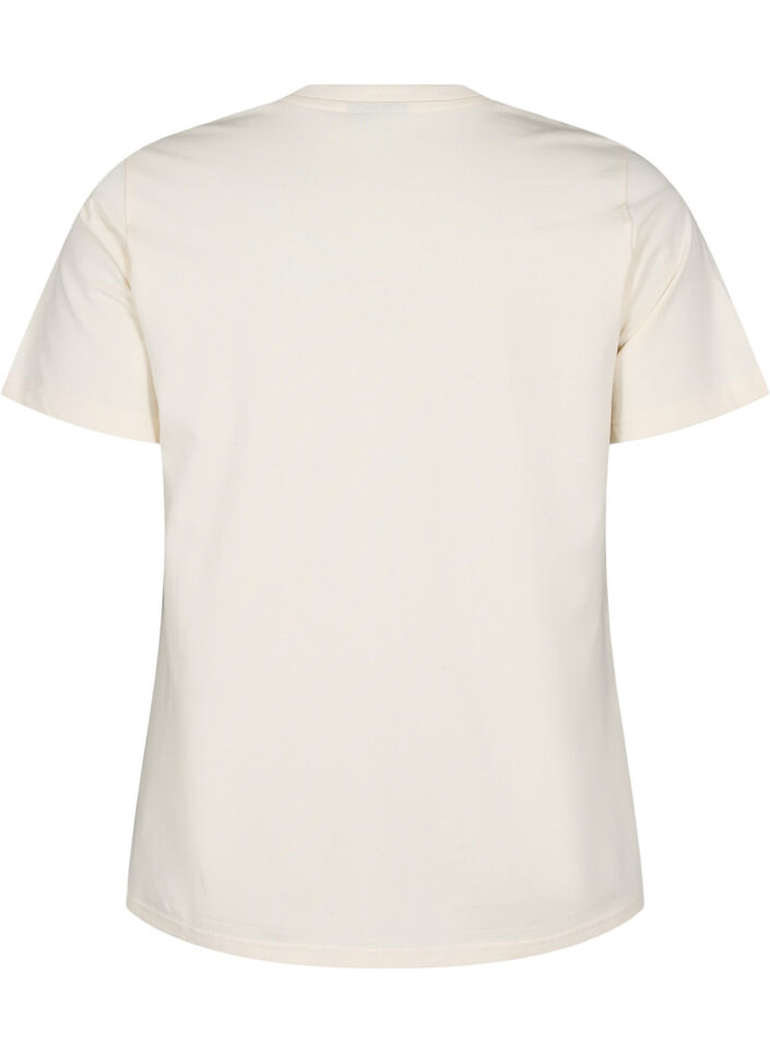 T-shirt en coton biologique avec impression sur le devant, Vanille, Packshot image number 1