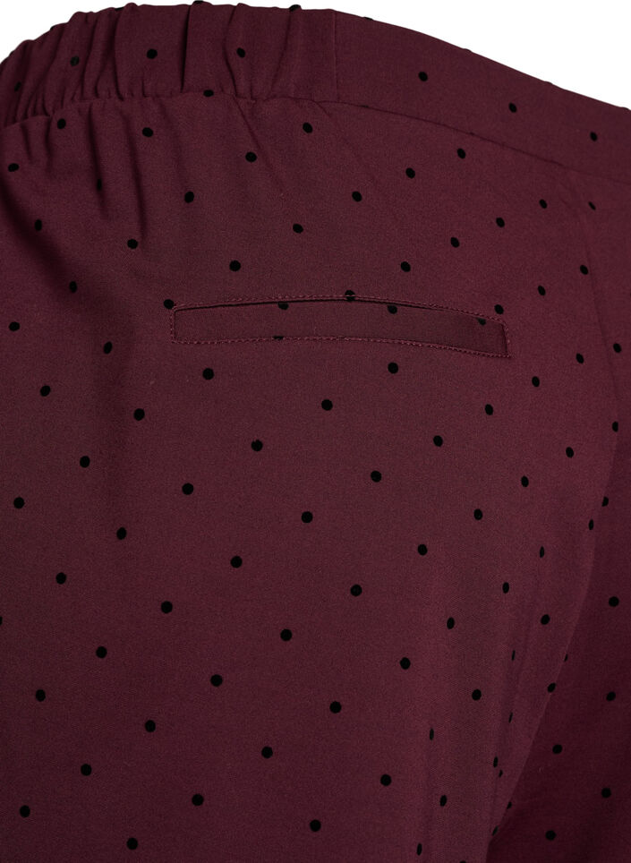 Pantalon &agrave; pois taille haute et coupe droite, Bordeaux, Packshot image number 3