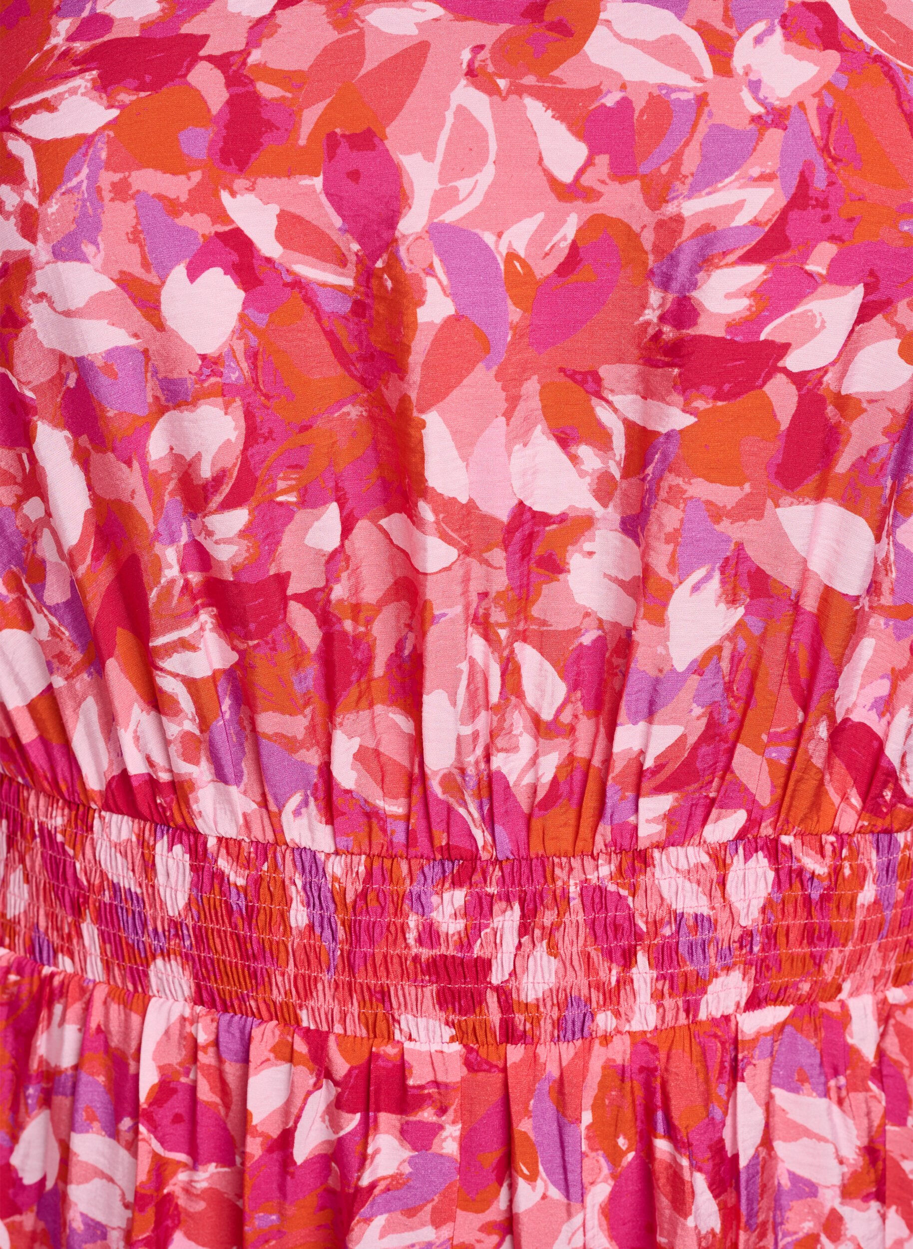 Zizzi Robe midi &agrave; motif feuillage color&eacute;, Rose, Packshot image number 2