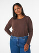 Basic jerseyblouse met lange mouwen, Bruin, Model image number 0