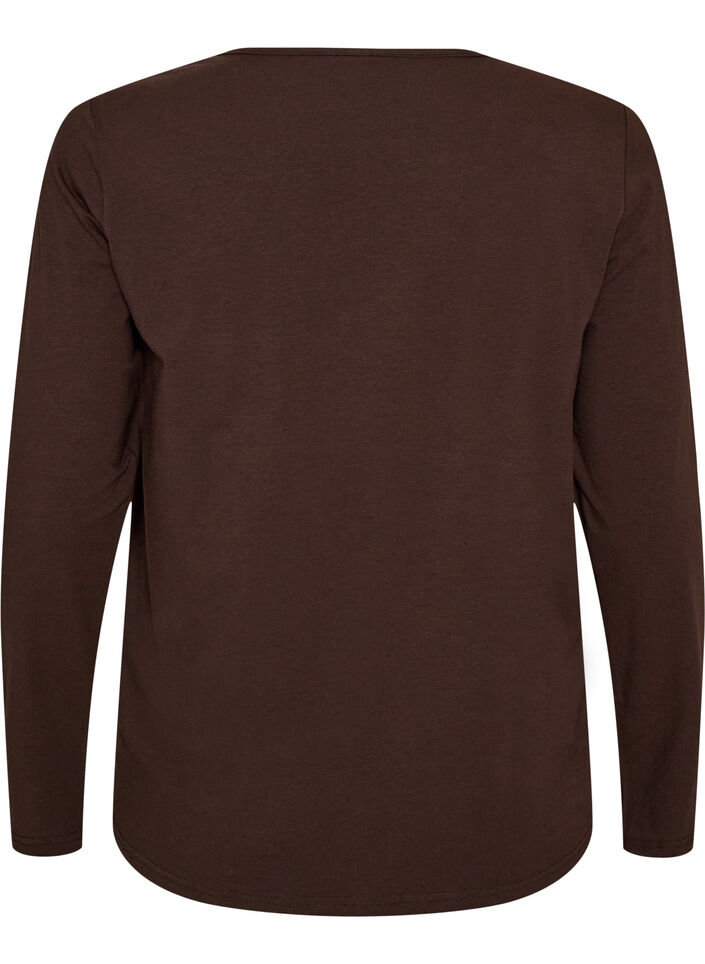 Katoenen pyjama top met hartjesprint, Bruin, Packshot image number 1