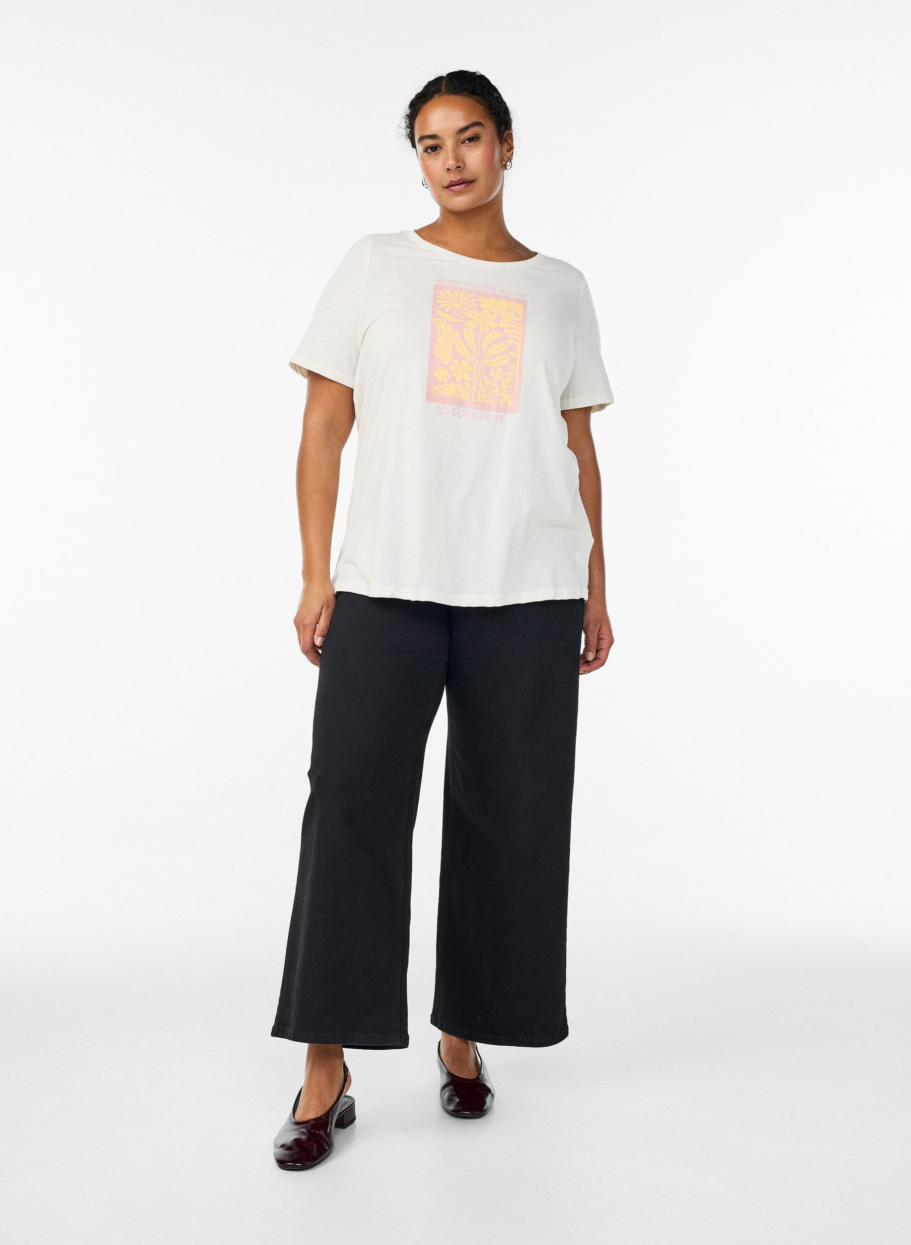 Zizzi FLASH - T-shirt imprim&eacute;, Blanc, Model image number 1