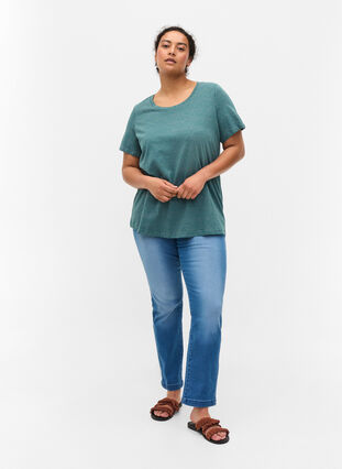 T-shirt imprimé en coton, Balsam Green DOT, Model image number 2