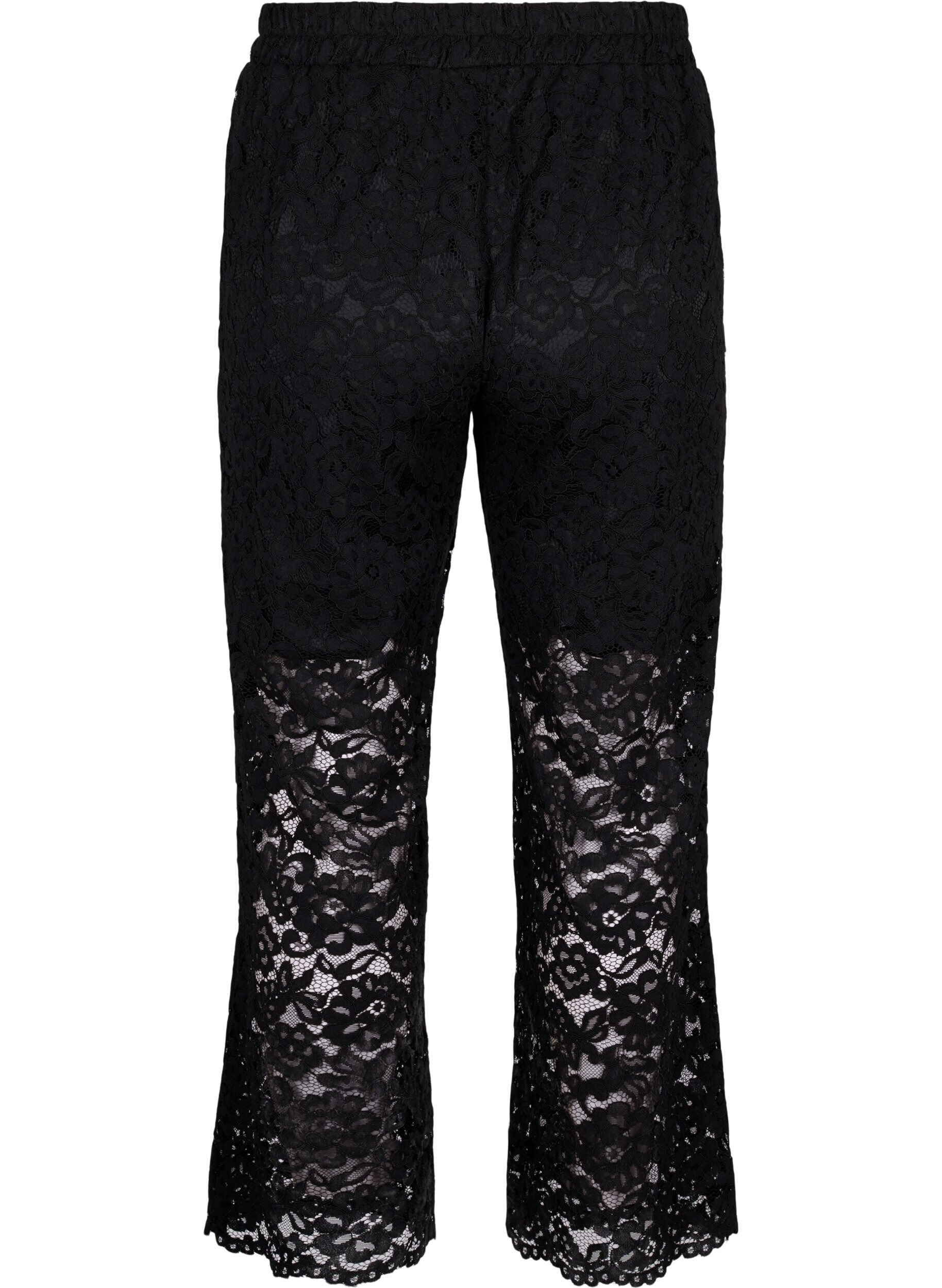 Zizzi Pantalon en dentelle avec des poches, Black, Packshot image number 1