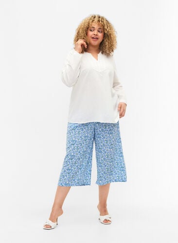 Pantalon ample avec imprimé, Blue Small Flower, Model image number 0