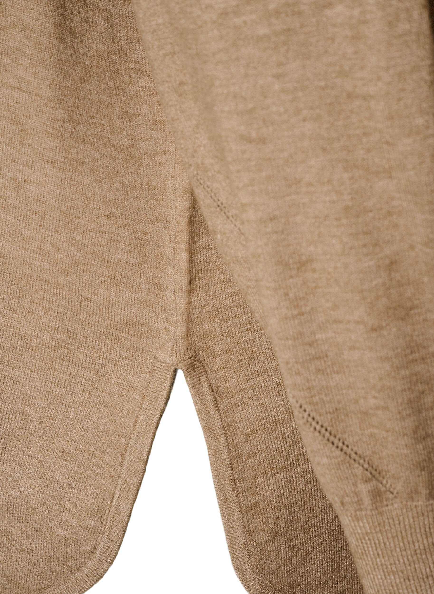 ZizziChemisier en tricot avec col rond et motif tricot, Beige, Packshot image number 3