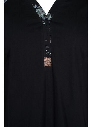 robe de nuit en coton avec détail imprimé, Black Flower AOP, Packshot image number 2