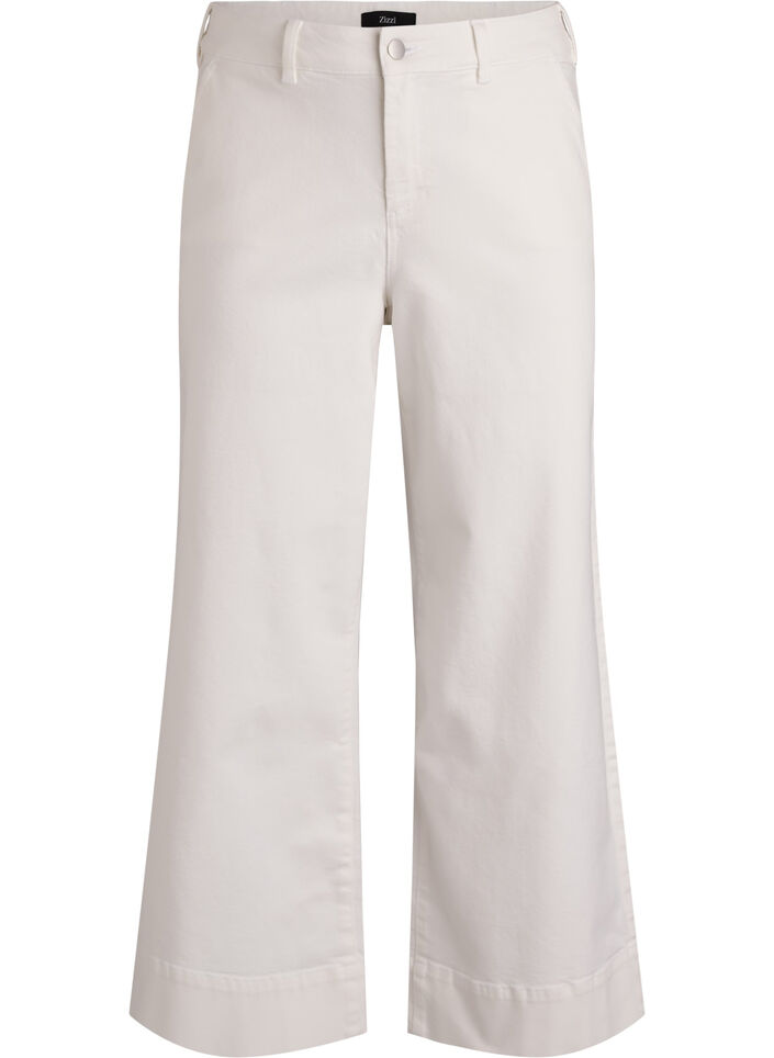 Myra high waist jeans met een wide fit, Wit, Packshot image number 0