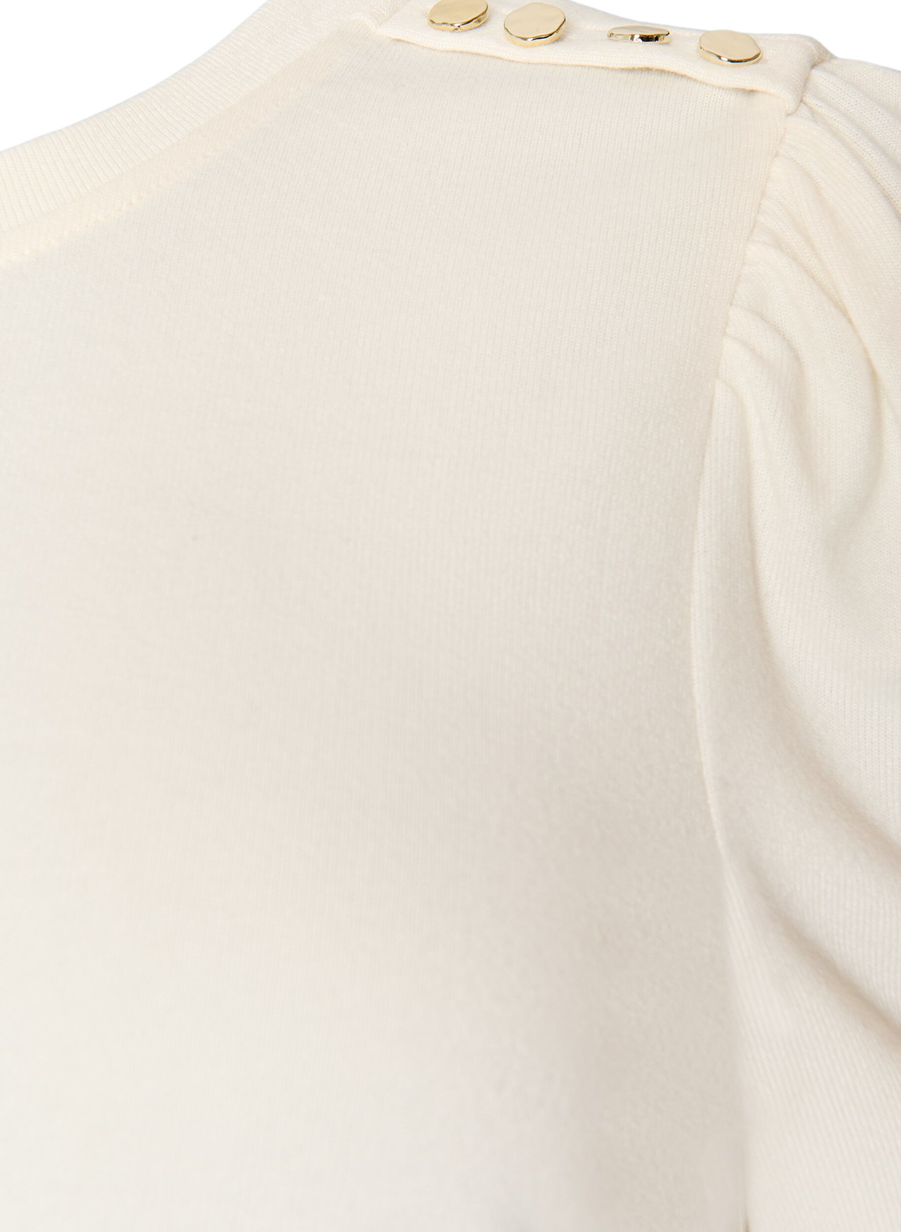 ZizziChemisier avec d&eacute;tails boutons et manches courtes bouffantes, Beige, Packshot image number 2
