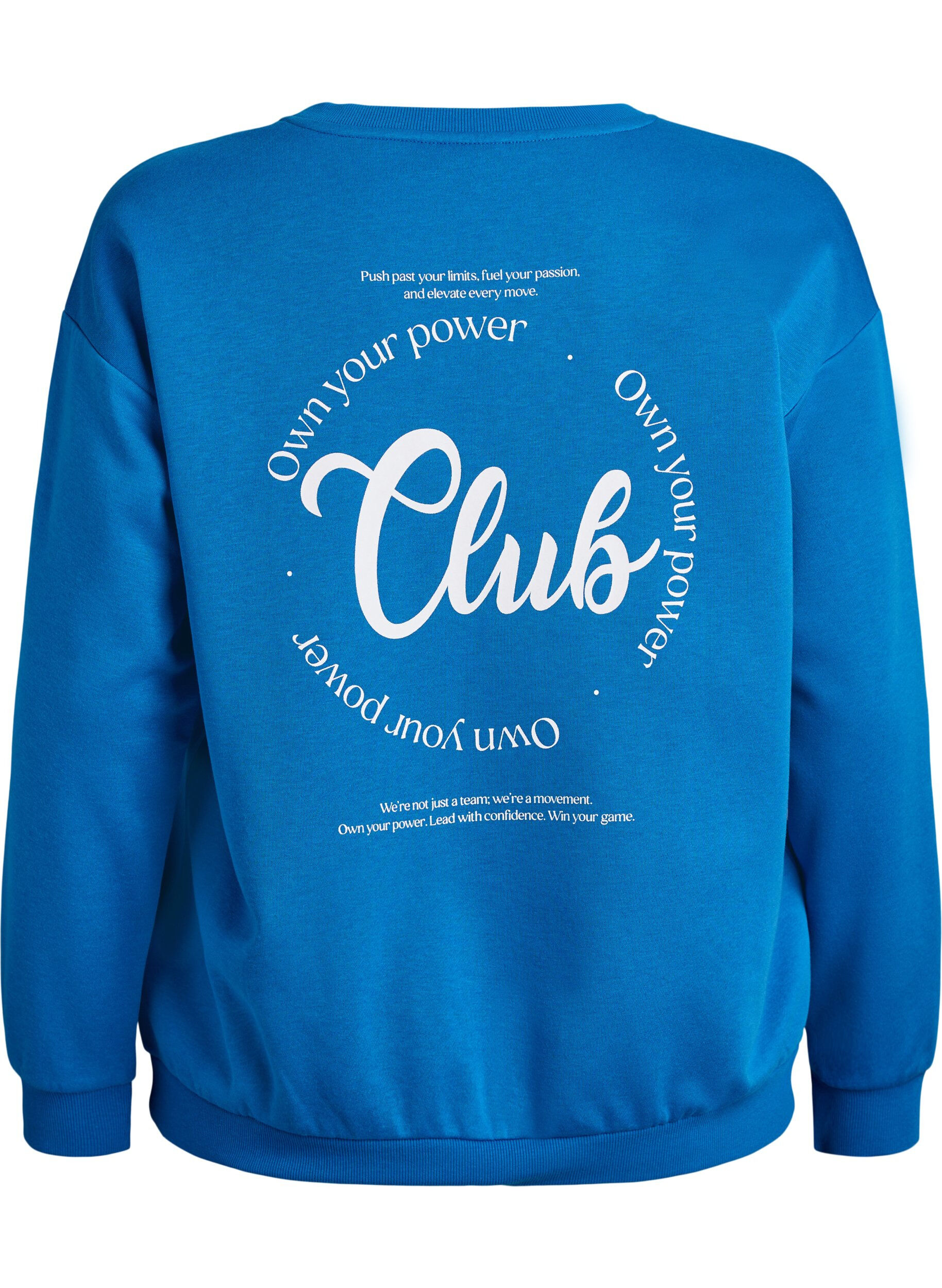 Zizzi Sweatshirt avec imprim&eacute; texte, Bleu, Packshot image number 1
