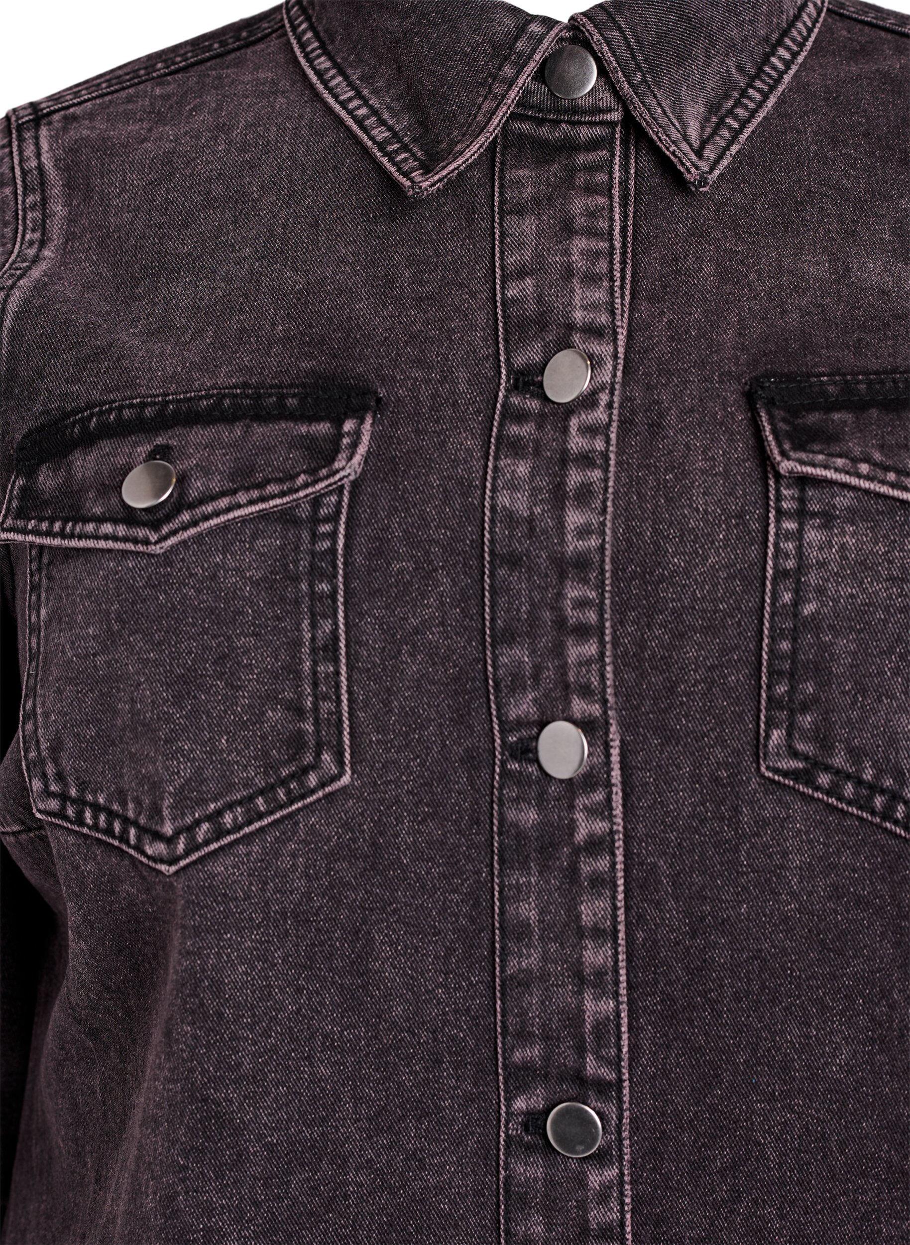 ZizziKorte denimjurk met borstzakken en korte mouwen, Paars, Packshot image number 2
