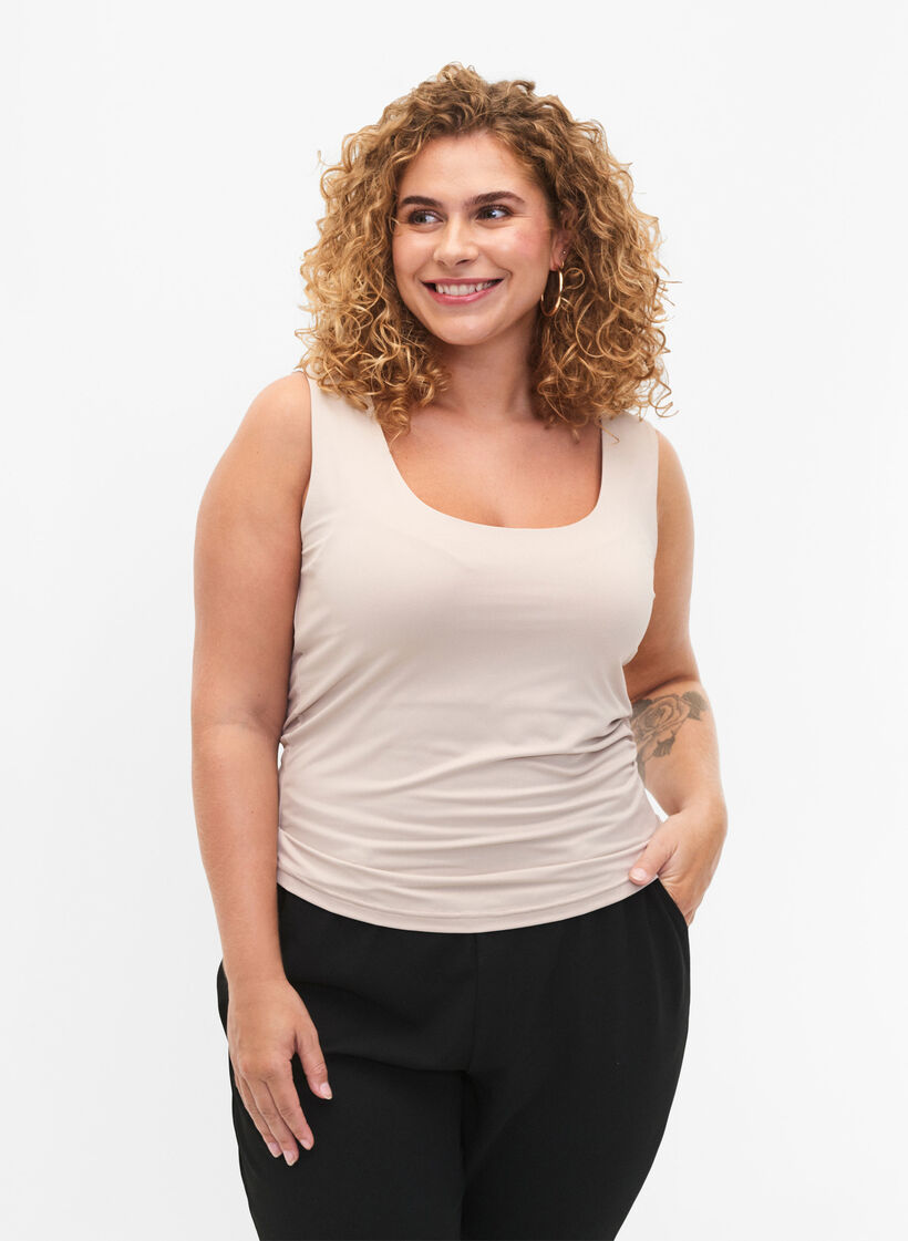 Rekbare omkeerbare top, Silver Gray, Model image number 0