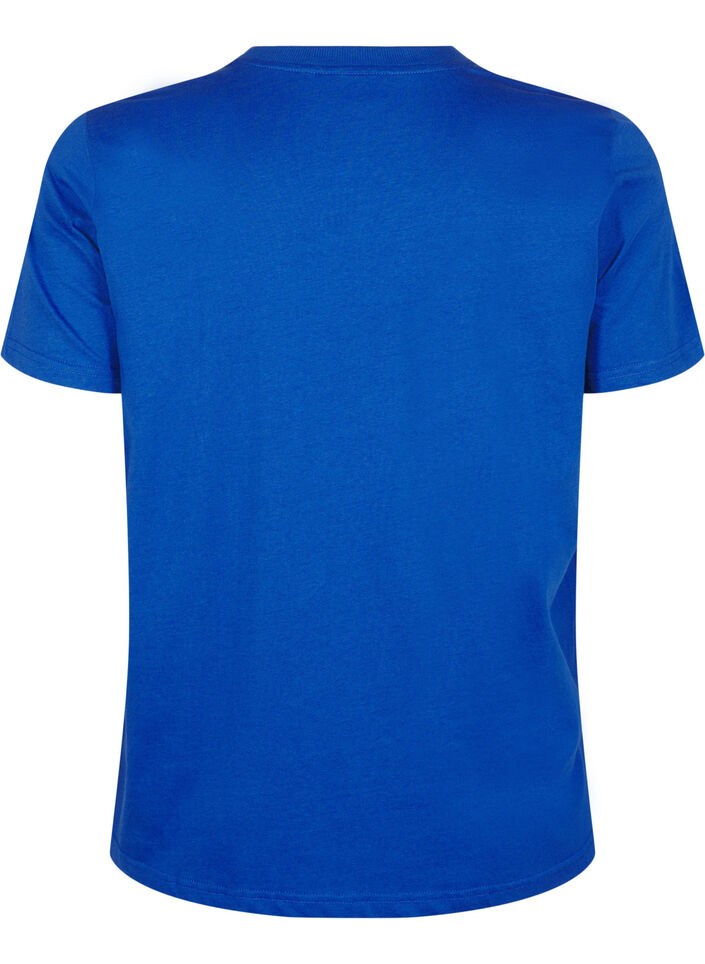 Basic katoenen T-shirt met ronde hals, Blauw, Packshot image number 1