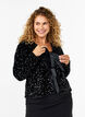 Pailletten blouse met strikdetails, Black, Model image number 0