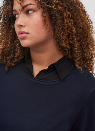 Losse klassieke overhemdkraag, Black, Model image number 0