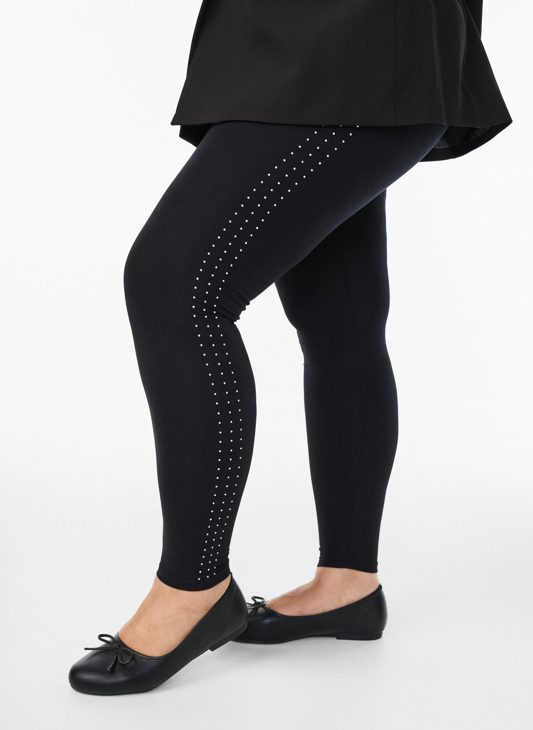 Legging met strassdetail, Zwart, Model