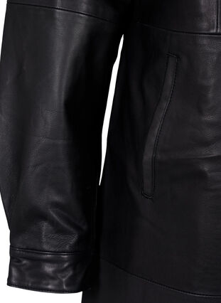 Robe en cuir à manches longues et fermeture à boutons, Black, Packshot image number 3