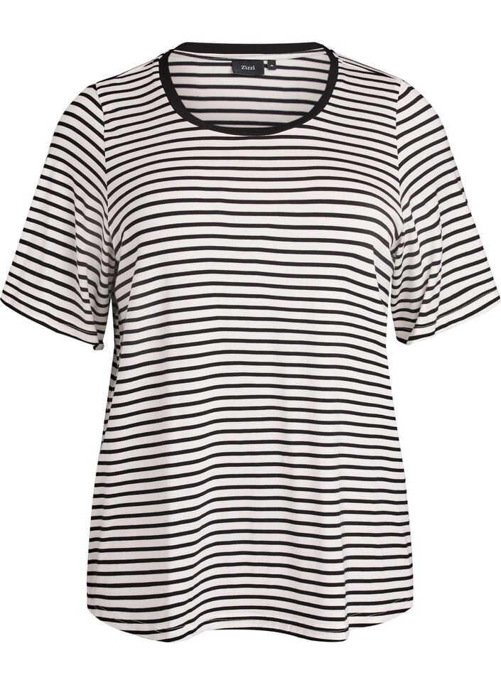 T-shirt en TENCEL&trade; Lyocell &agrave; rayures, Blanc, Packshot image number 0