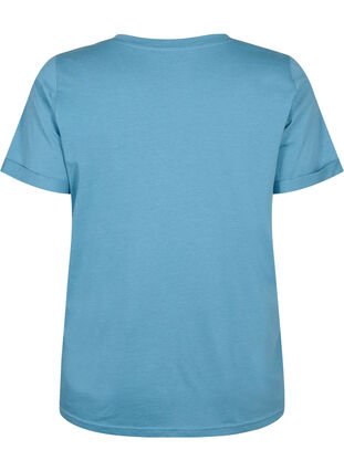 T-shirt en coton à encolure en V, Aegean Blue, Packshot image number 1