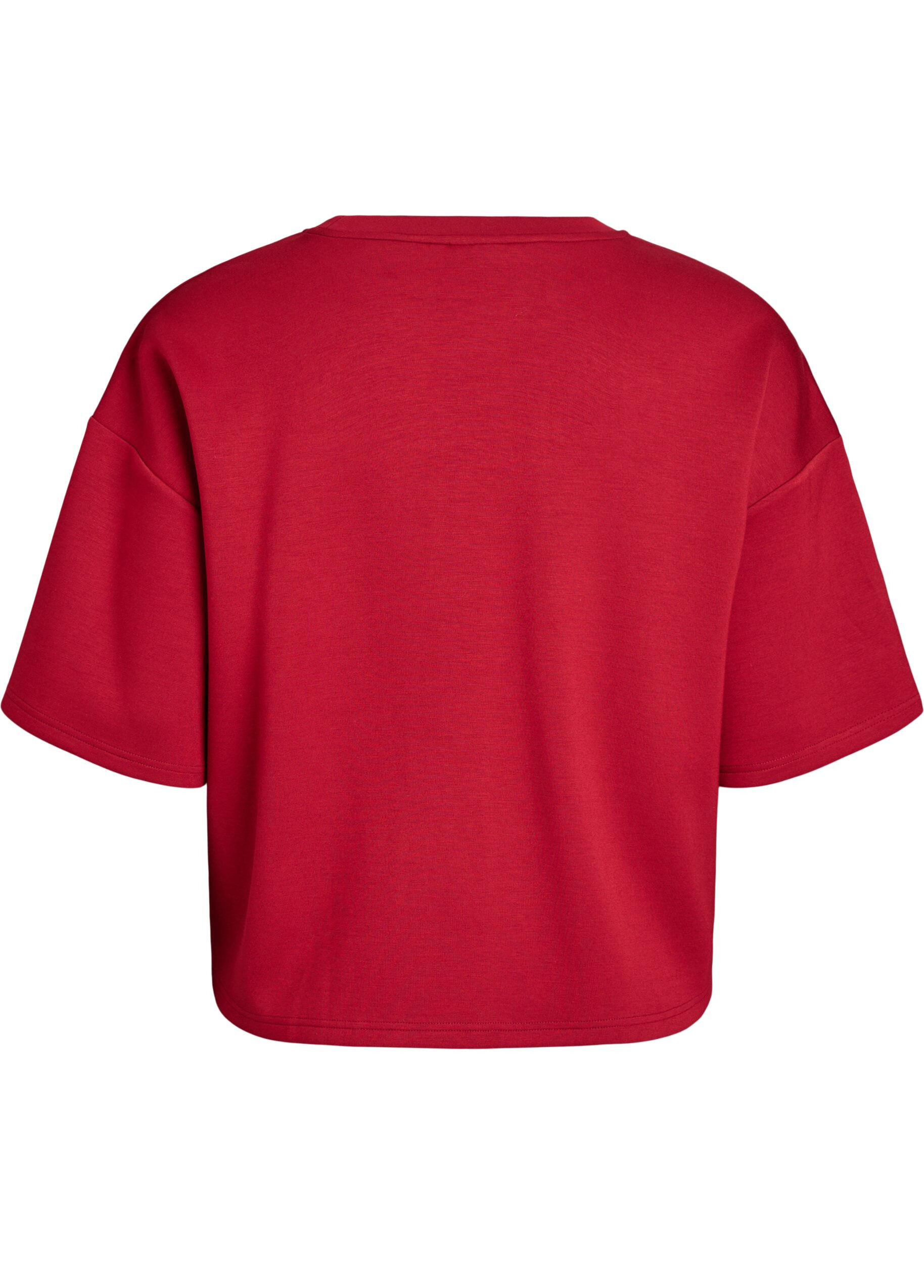 ZizziKorte loose-fit T-shirt in modalblend, Rood, Packshot image number 1