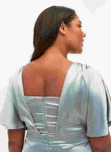 Maxi jurk met wikkel en korte mouwen, Silver Blue, Model image number 2