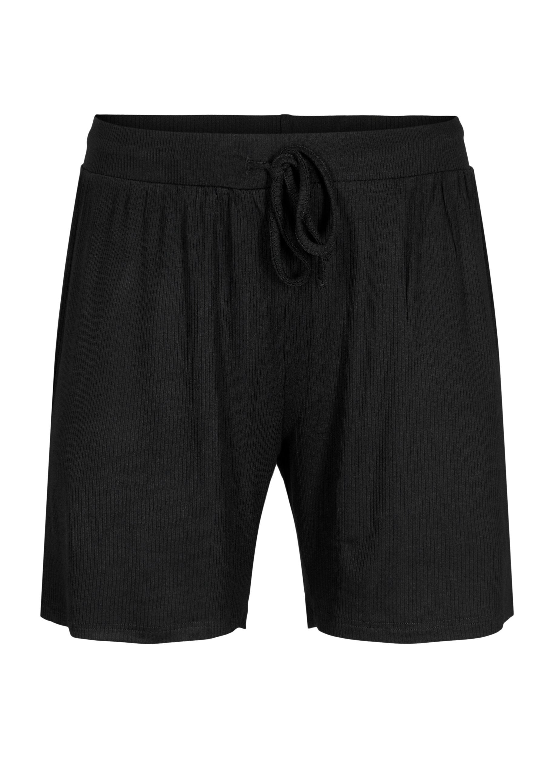 Zizzi Short coupe ample en viscose c&ocirc;tel&eacute;e, Black, Packshot image number 0