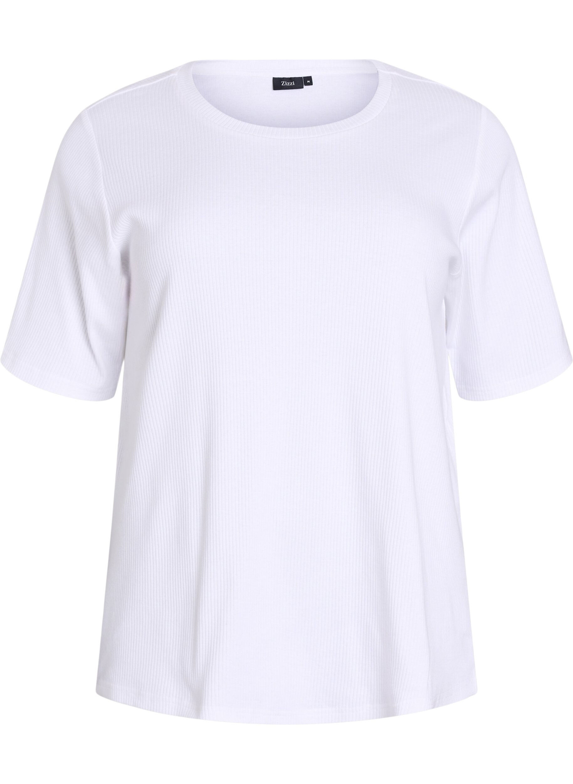 Zizzi Chemisier en jersey c&ocirc;tel&eacute; &agrave; manches courtes, Blanc, Packshot image number 0