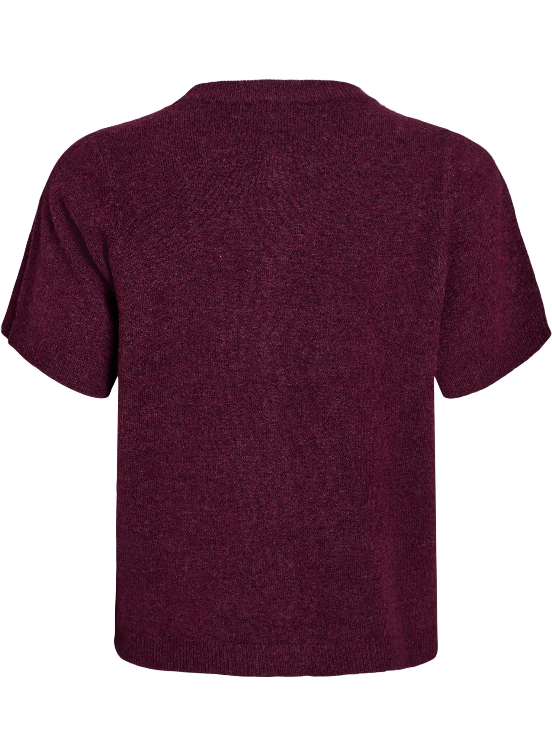 Zizzi Cardigan en tricots &agrave; manches courtes, Bordeaux fonc&eacute;, Packshot image number 1