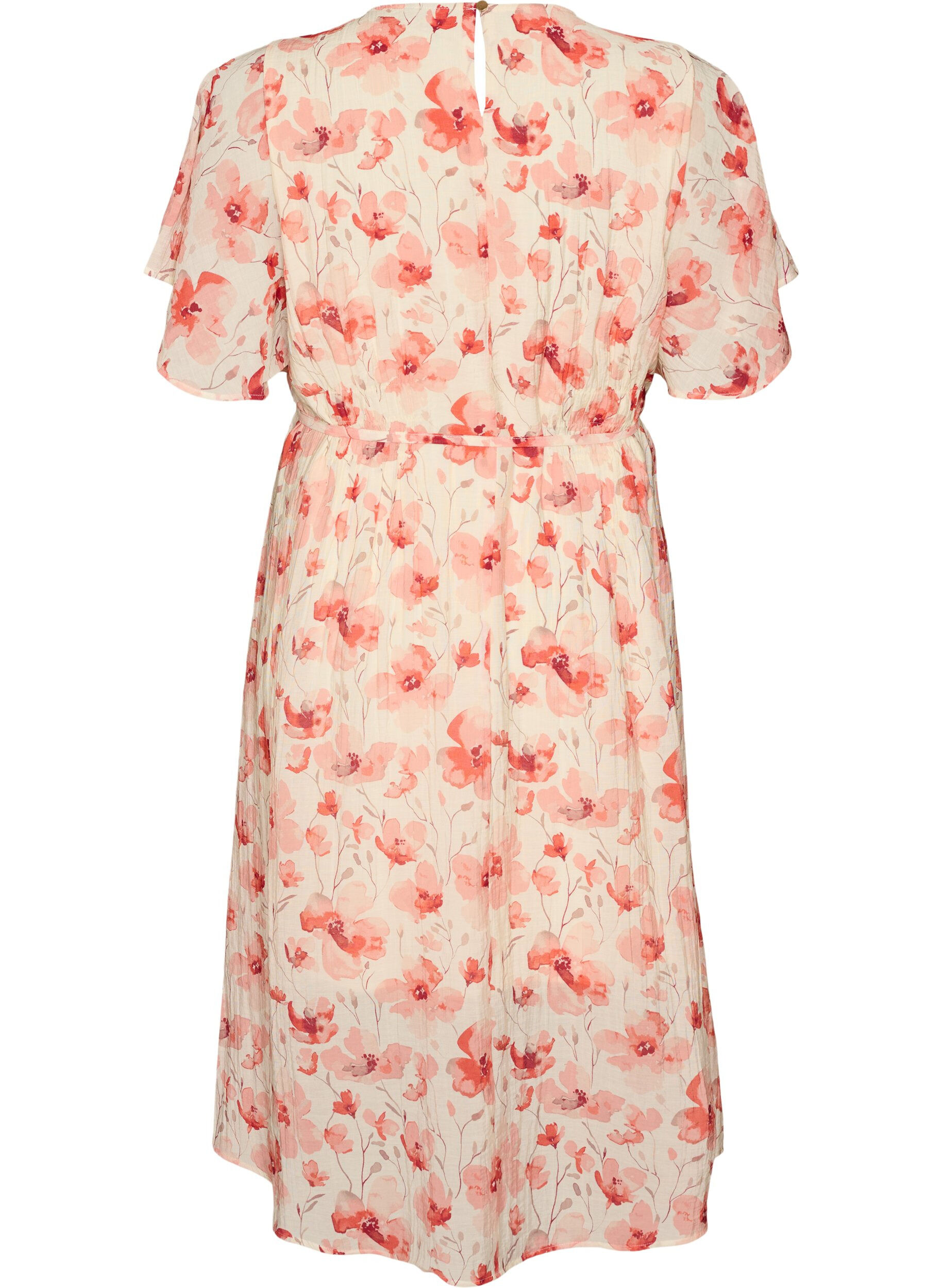 ZizziRobe longue avec manches papillon et taille &agrave; nouer, Rose, Packshot image number 1