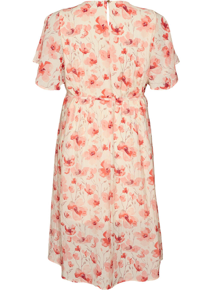 Robe longue avec manches papillon et taille &agrave; nouer, Rose, Packshot image number 1